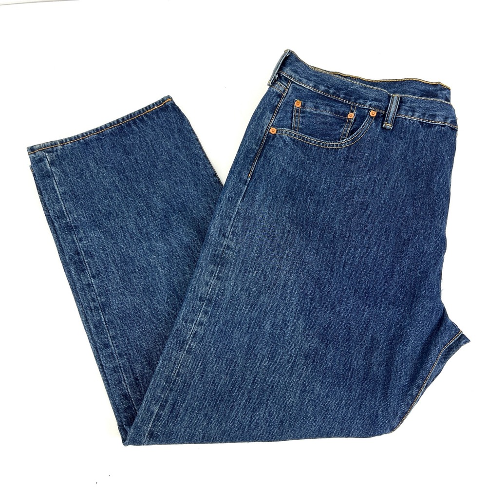 Levis 501 Original Fit Jeans Mens 44x30 Blue Denim Medium Wash Button Fly - Picture 3 of 9